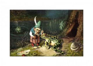 Gnome Paints Frog Spots Repro Greeting Card Old Man of The Woods