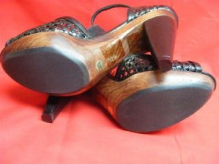 NIB 57036 STEPHANE KELIAN Isobel Black Open Leather Heels USA 7.5 Euro