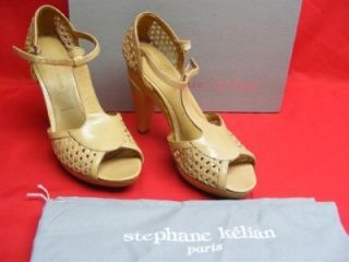 NIB 57036 STEPHANE KELIAN Isobel Open Toe Natural Leather Heels 37 UK