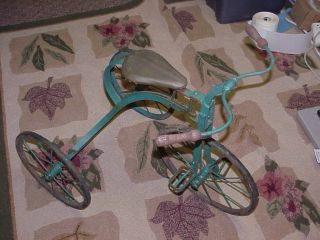 Antique Cast Iron Kids Tricycle Bike Wood Seat Grips Local PU Only KC