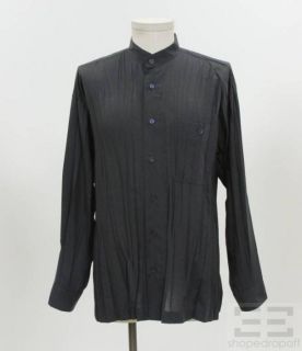 Issey Miyake Mens Charcoal Pleated Button Up Shirt Size Medium