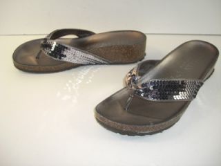 Italian Shoemakers 4271S0 Silver Sequin Thong Sandals 7