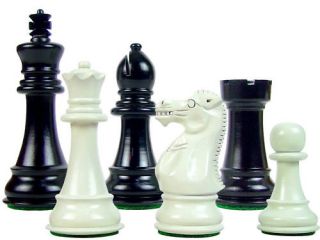 Wood Chess Set Black Ivory 4 Weighted Lacquered 4 QNS