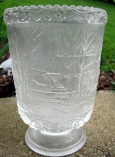 Fenton Glass Vtg 1970s Currier Ives Spooner Candle Vase