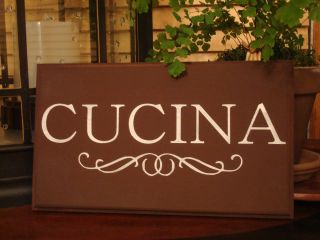 Cucina Italian Kitchen Wood Sign Decor Cooking Chic Contemporary