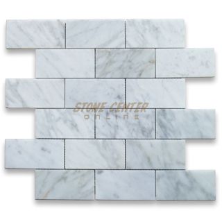 Carrara White Italian Carrera Marble Subway Brick Mosaic Tile 2 x 4