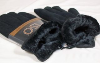 Isotoner A702M2LUG Microluxe Mens Brushed Microfiber Gloves Black