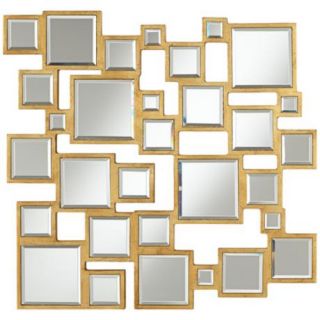 Abstract Square 25 Wide Antiqued Gold Mirror   #W4494  