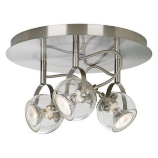 Brushed nickel finish. Clear glass. Adjustable light heads. Includes