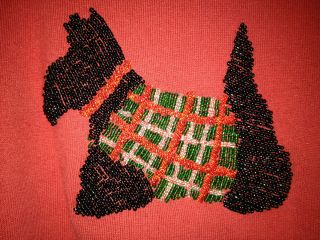 McLaughlin Sweater Sz s Beaded Scottie Dog Holiday Party