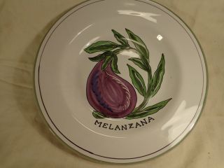 Deruta Melanzana Eggplant Salad Soup Plate Hand Painted Italy