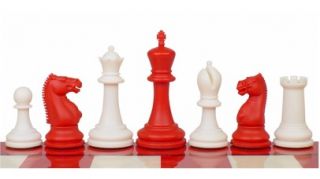 Zukert Series Plastic Chess Set in Red & Ivory   4.25 King