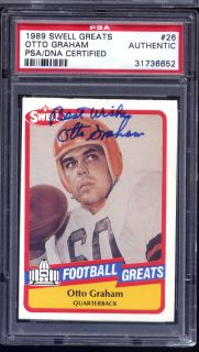 Otto Graham Auto Signed 1989 Swell Greats 26 HOF PSA DNA Certified
