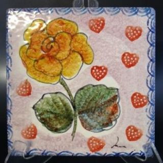 Hand Painted HP Terra Cotta Pottery Tile Italy