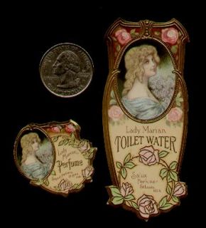 1910s 2 Lady Marion Perfume Labels Salux Perfumer St Louis Female