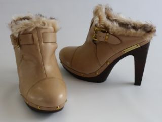 Womens Shoes BCBG BCBGeneration Millard B Clog Heels Camel Studds Fur