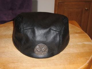HARLEY VINTAGE black LEATHER IVY NEWSBOY HAT CAP RARE size XL new w o