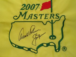 Jack Nicklaus Arnold Palmer Signed Masters Flag JSA