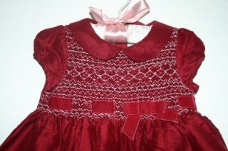 Janie and Jack Tartan Rose Red 100 Silk Dress 3 6 MO Christmas Holiday