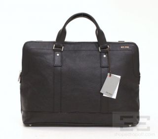 Jack Spade Black Grain Leather Market Briefcase Shoulder Bag New