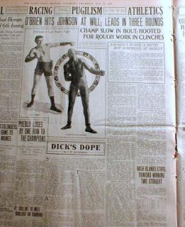 1909 photo display newspaper JACK JOHNSON & HEAVYWEIGHT BOXING