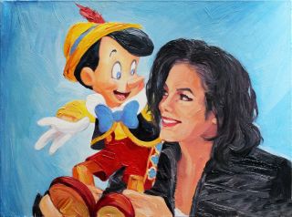 Michael Jackson and Pinocchio Colourful Oil Painting Canvas Hand