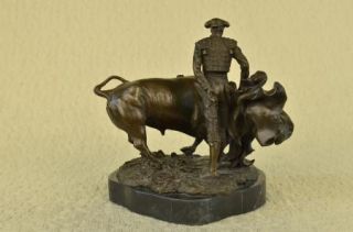 100% Real Bronze Matador Cape Bull Mexican Bullfight Spanish Marble