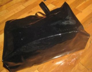 Jacques Dessange Paris Black Vinyl Patent Leather Tote Bag Purse