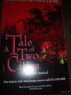  of Two Cities Signed Poster Window Card Broadway James Barbour