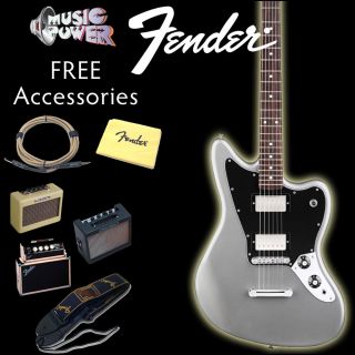  Blacktop Silver Jaguar Electric Guitar HH Free Accessories