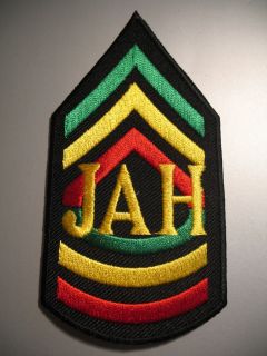 Jah Rasta Army Sergeant Stripes Chevrons Iron on Patch