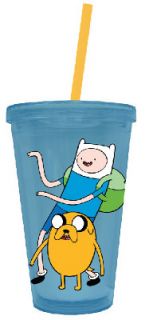 Adventure Time Finn and Jake 16 oz Lidded Cup with Straw