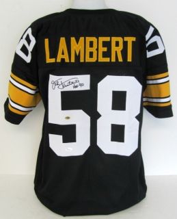 Jack Lambert Autographed Pittsburgh Steelers Black Jersey HOF 90 JSA
