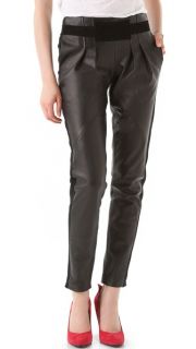 Rebecca Minkoff Leather Combo Pleated Pants