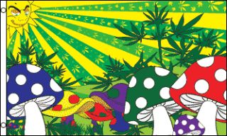 x5 Mushroom Marijuana Flag Pot Weed Bud Smoking Joint Psychedelic