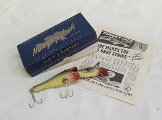 Vintage Lloyd Co Chicago Hungry Jack Glass Eyes Two Fish Lure in Box