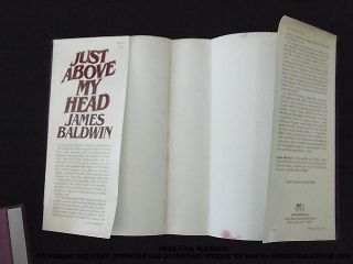 James Baldwin Just Above My Head Autographed 1st Edition Hard Cover