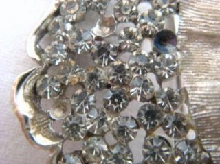 Vintage B. Steinberg Kaslo Co. BSK Silver Rhinestone Leaf Brooch Pin