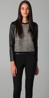 3.1 Phillip Lim Raglan Top with Leather Sleeves