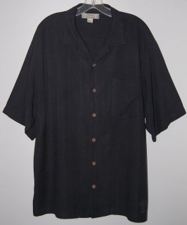 Tommy Bahama Black Silk Camp Shirt L
