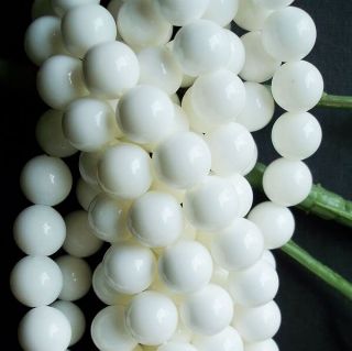 10mm White Round Jade Gem Stone Loose Beads 15 AAA 