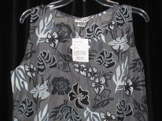 Mary Jane Brand L Sleeveless Gray Sun Hawaiian Hibiscus Rayon Dress