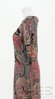 Janine Black Mesh Multicolor Shimmer Long Sleeve Dress Size Large