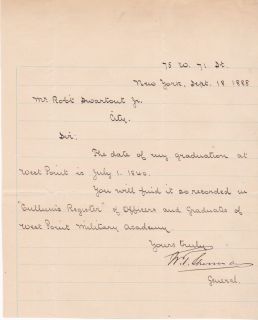 William T Sherman Autograph Letter Civil War General Died 1891