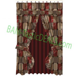  Double Swag Fabric Shower Curtain Vinyl Liner 12 Matching Hooks