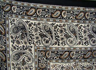 FRENCH PAISLEY KING BLACK IVORY GREY TAPESTRY THROW COVERLET BEDSPREAD