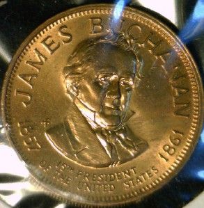 James Buchanan Franklin Mint Commemorative Bronze Medal Token Coin