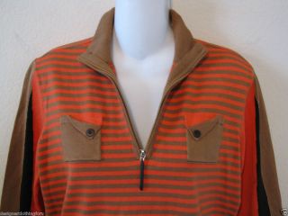 Jamie Sadock Golf Pink Brown Black Stripe Sweater Size Small Silk