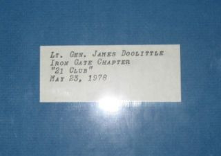Lt General James Doolittle Autograph WWII