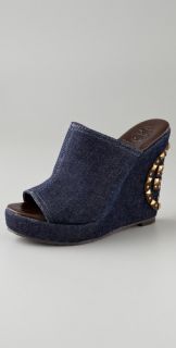 Tory Burch Meredith Studded Logo Wedges